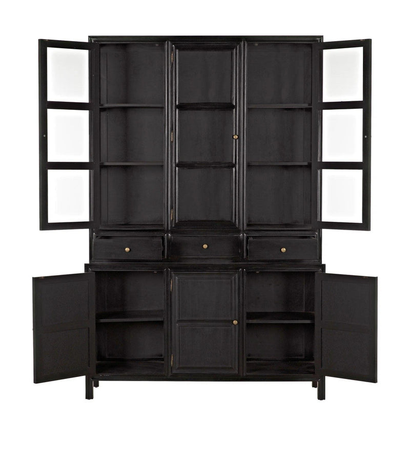 Colonial Wood Black Hutch Buffets & Curios LOOMLAN By Noir