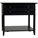 Colonial Wood Distressed Black Rectangle Side Table With 2 Drawers Side Tables LOOMLAN By Noir