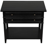 Colonial Wood Distressed Black Rectangle Side Table With 2 Drawers Side Tables LOOMLAN By Noir