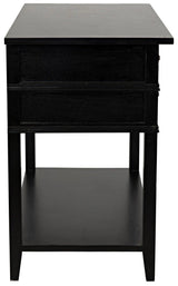 Colonial Wood Distressed Black Rectangle Side Table With 2 Drawers Side Tables LOOMLAN By Noir