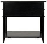 Colonial Wood Distressed Black Rectangle Side Table With 2 Drawers Side Tables LOOMLAN By Noir