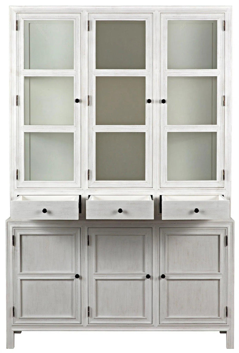 Colonial Wood White Hutch Buffets & Curios LOOMLAN By Noir