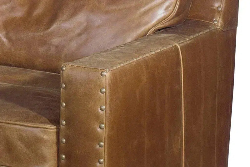 Tan leather discount sofa and chair