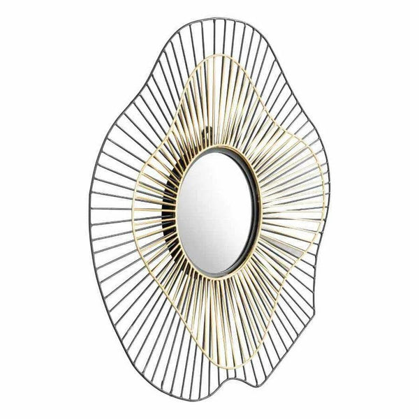 Comet Round Mirror Black & Gold Wall Mirrors LOOMLAN By Zuo Modern