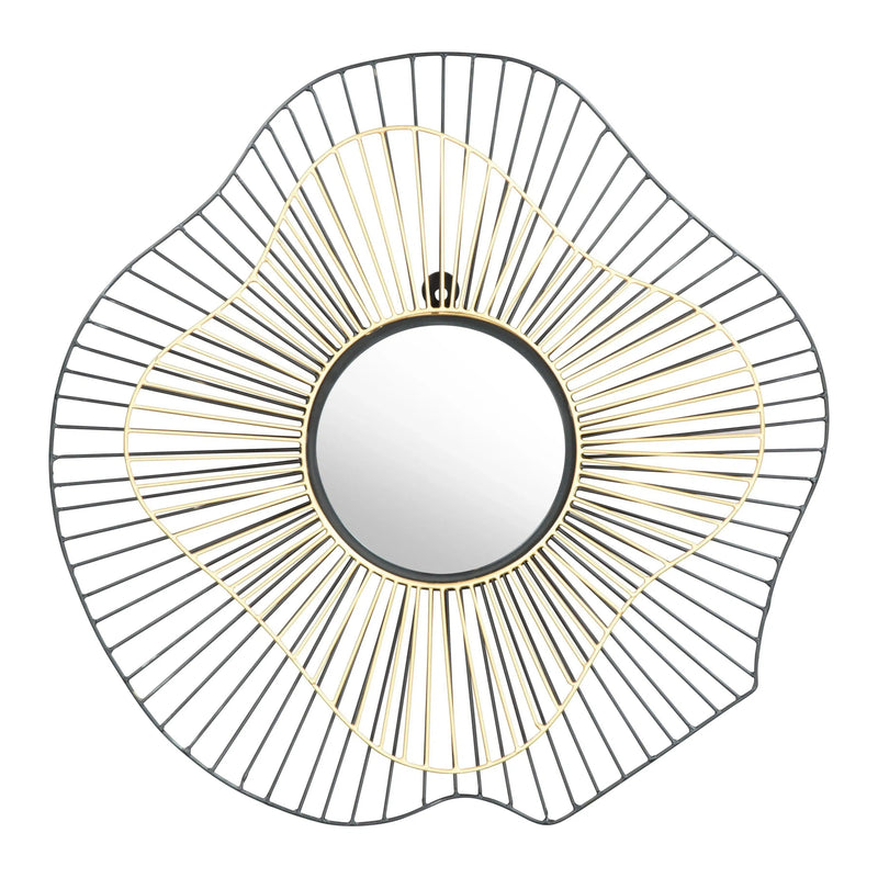 Comet Round Mirror Black & Gold Wall Mirrors LOOMLAN By Zuo Modern