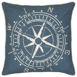 Compass Coastal Blue Throw Pillow With Down Insert Throw Pillows LOOMLAN By LOOMLAN