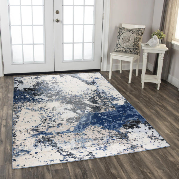 Conf Abstract Blue Kitchen Hallway Runner Rug Area Rugs LOOMLAN By LOOMLAN