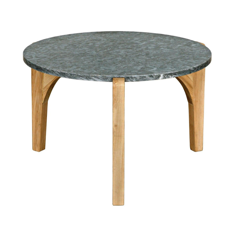 Confucius Natural Wood and Marble Top Grey Round Coffee Table Coffee Tables LOOMLAN By Noir