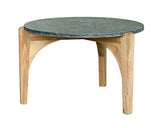 Confucius Natural Wood and Marble Top Grey Round Coffee Table Coffee Tables LOOMLAN By Noir