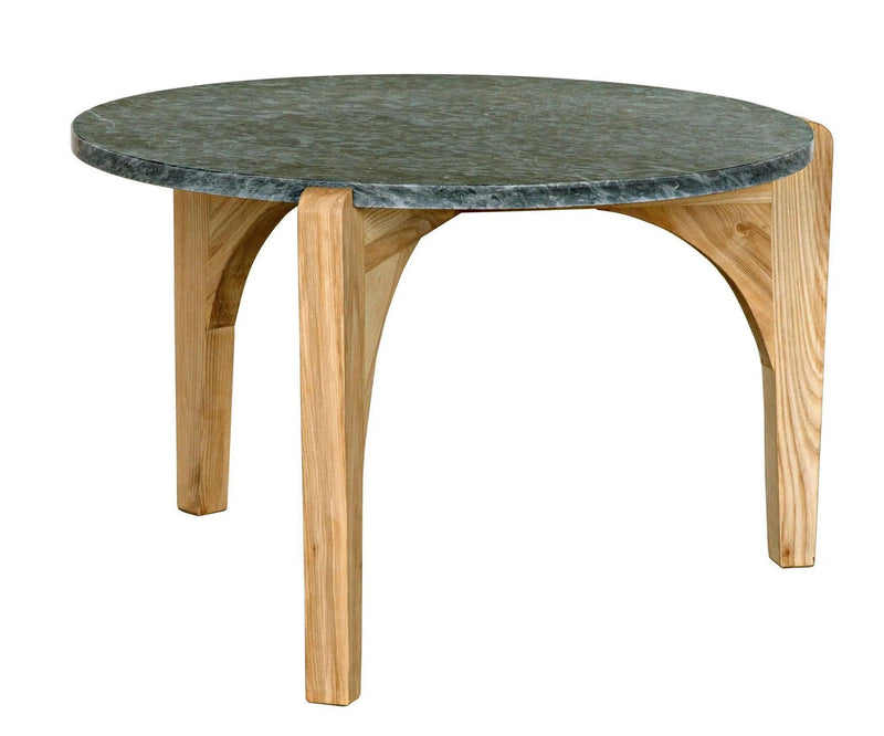 Confucius Natural Wood and Marble Top Grey Round Coffee Table Coffee Tables LOOMLAN By Noir