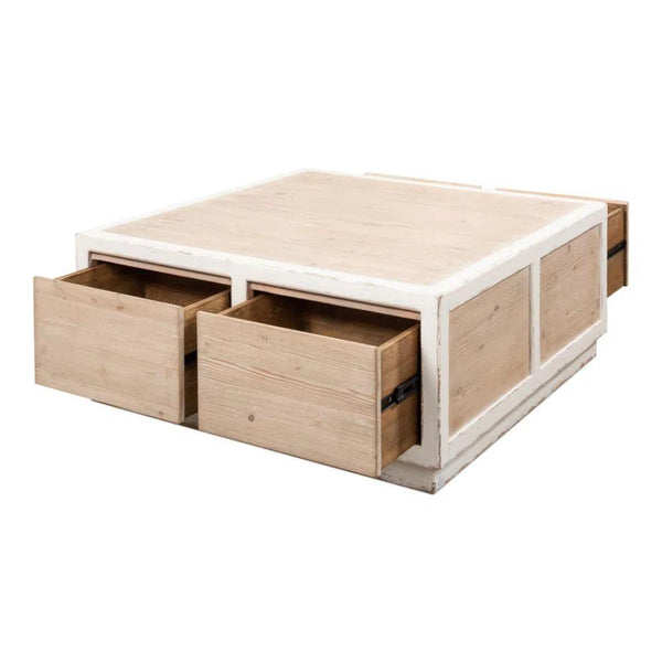 Connor Cocktail Coffee Table With Drawers Two Tone Wood Coffee Tables LOOMLAN By Sarreid