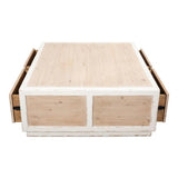 Connor Cocktail Coffee Table With Drawers Two Tone Wood Coffee Tables LOOMLAN By Sarreid