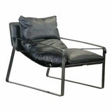 Connor Onyx Black Leather Slipper Chair Metal Frame Accent Chairs LOOMLAN By Moe's Home