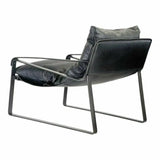 Connor Onyx Black Leather Slipper Chair Metal Frame Accent Chairs LOOMLAN By Moe's Home