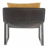 Connor Sun Backed Tan Leather Slipper Chair Metal Frame Accent Chairs LOOMLAN By Moe's Home