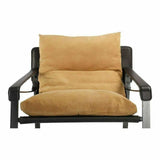 Connor Sun Backed Tan Leather Slipper Chair Metal Frame Accent Chairs LOOMLAN By Moe's Home