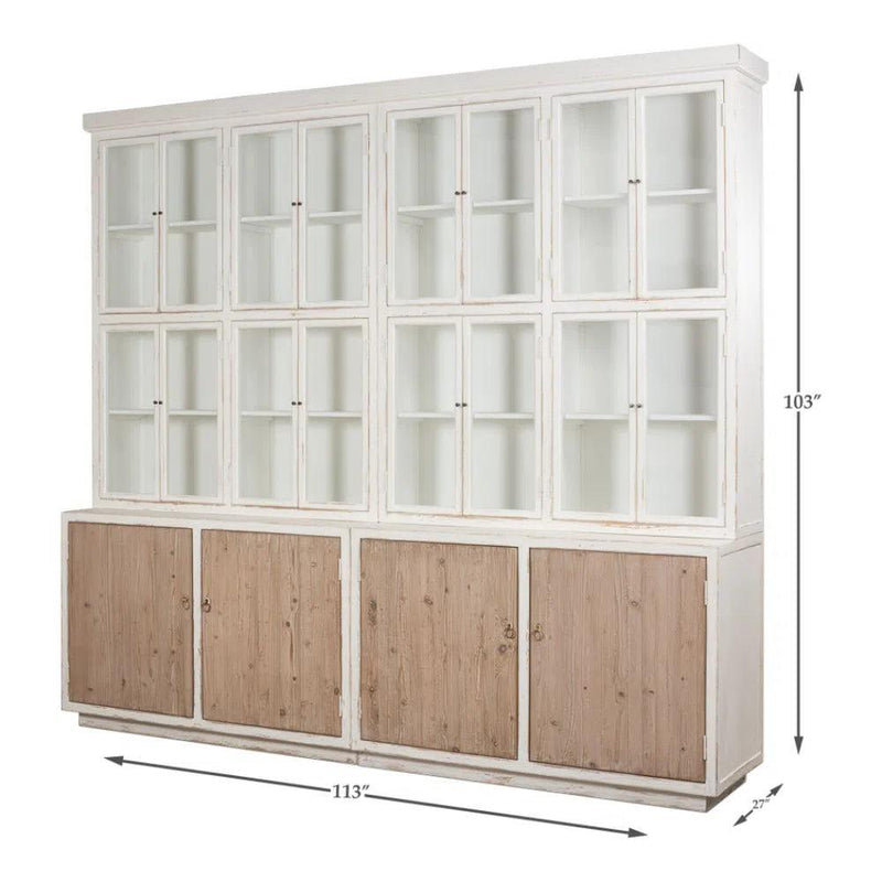 Connor Two-Tone Wood Bookcase With Cabinets Buffets & Curios LOOMLAN By Sarreid