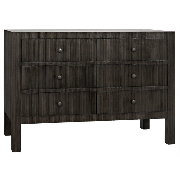 Conrad Wood Black Dresser With 6 Drawers Dressers LOOMLAN By Noir