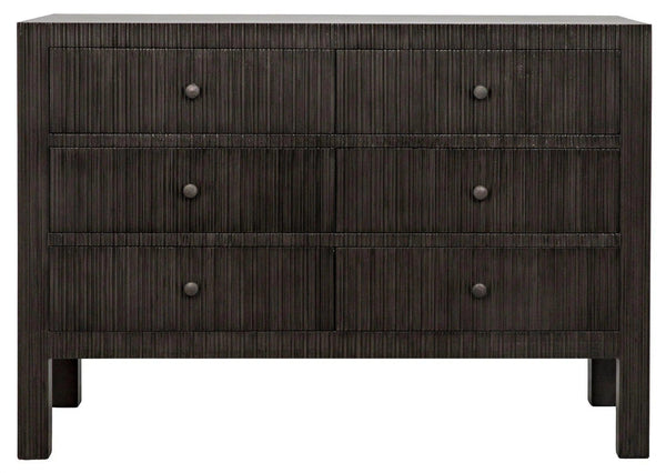 Conrad Wood Black Dresser With 6 Drawers Dressers LOOMLAN By Noir