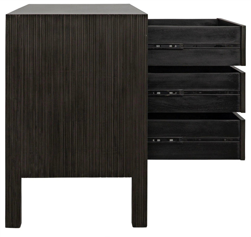 Conrad Wood Black Dresser With 6 Drawers Dressers LOOMLAN By Noir