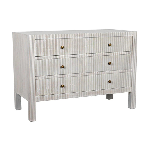 Conrad Wood White Dresser With 6 Drawers Dressers LOOMLAN By Noir