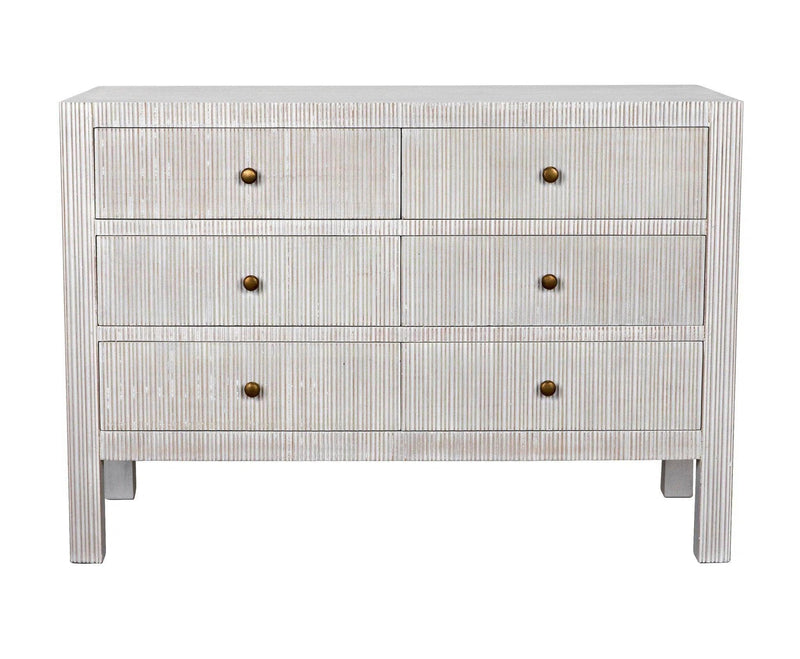 Conrad Wood White Dresser With 6 Drawers Dressers LOOMLAN By Noir