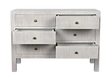 Conrad Wood White Dresser With 6 Drawers Dressers LOOMLAN By Noir