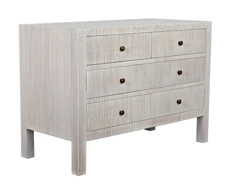 Conrad Wood White Dresser With 6 Drawers Dressers LOOMLAN By Noir