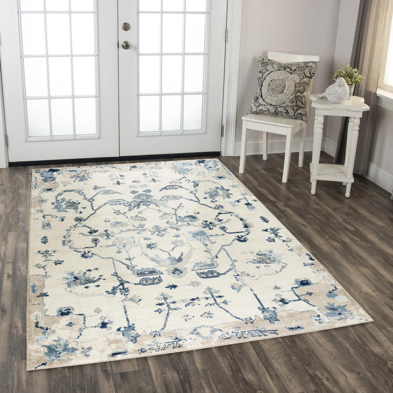 Cons Floral Blue Kitchen Hallway Runner Rug Area Rugs LOOMLAN By LOOMLAN