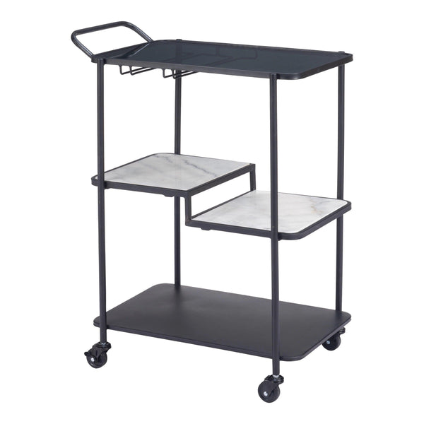 Constanza Bar Cart Black Home Bar Carts LOOMLAN By Zuo Modern