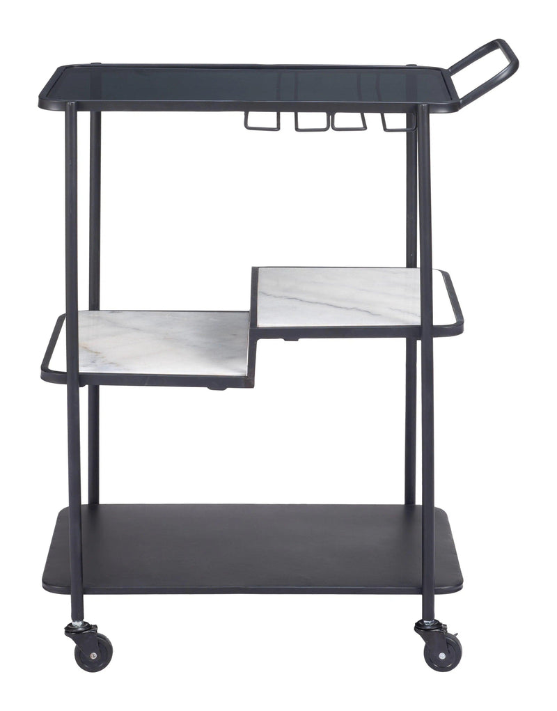 Constanza Bar Cart Black Home Bar Carts LOOMLAN By Zuo Modern