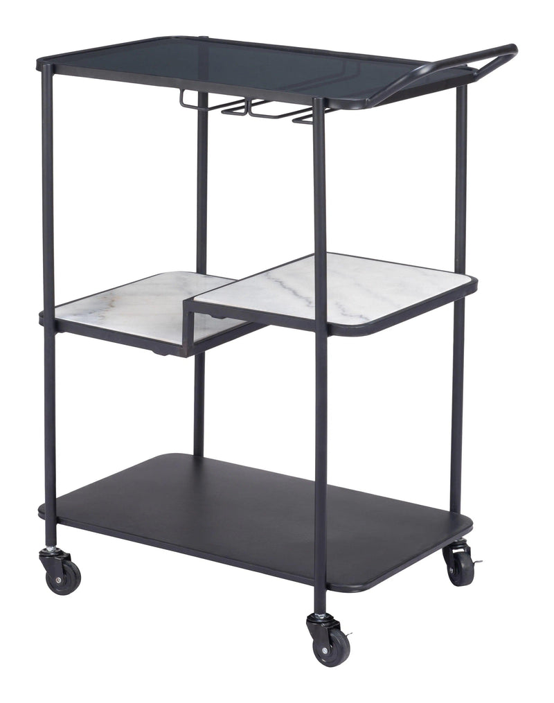 Constanza Bar Cart Black Home Bar Carts LOOMLAN By Zuo Modern