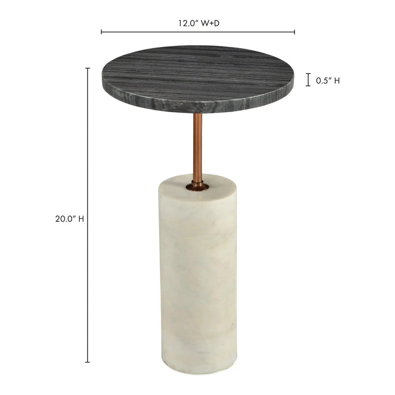 Contemporary Dark Grey Marble Top Accent Side Table Side Tables LOOMLAN By Moe's Home