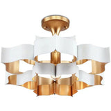 Contemporary Gold Leaf Grand Lotus White Chandelier Chandeliers LOOMLAN By Currey & Co