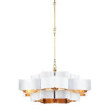 Contemporary Gold Leaf Grand Lotus White Chandelier Chandeliers LOOMLAN By Currey & Co