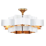 Contemporary Gold Leaf Grand Lotus White Chandelier Chandeliers LOOMLAN By Currey & Co