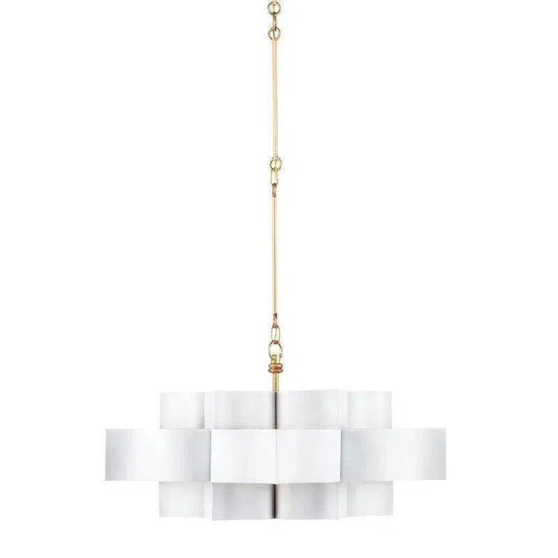 Contemporary Gold Leaf Grand Lotus White Chandelier Chandeliers LOOMLAN By Currey & Co