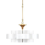 Contemporary Gold Leaf Grand Lotus White Chandelier Chandeliers LOOMLAN By Currey & Co