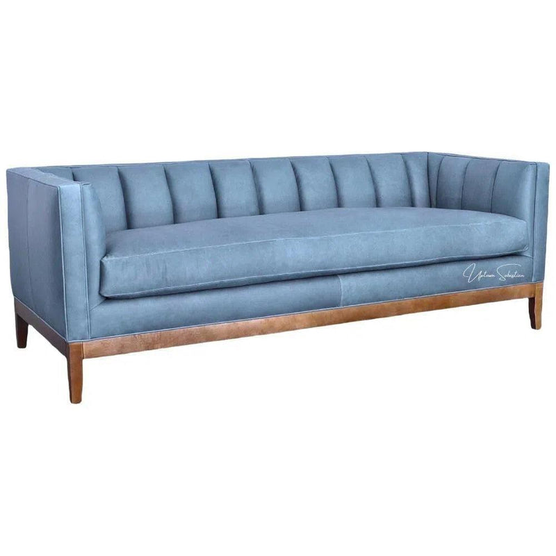 Contemporary Leather Chesterfield Sofa Single Cushion Seat Sofas & Loveseats LOOMLAN By Uptown Sebastian