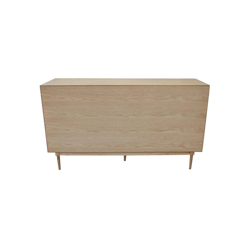 Contemporary White and Brown Solid Oak Wood and Cane Sideboard Sideboards LOOMLAN By LH Imports