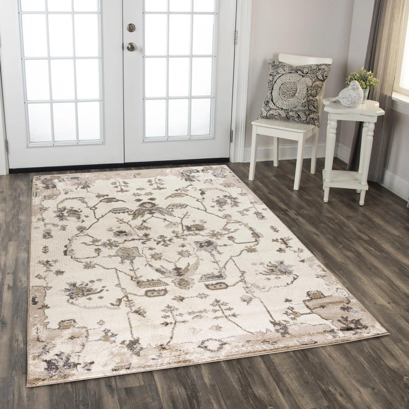 Cony Floral Beige Kitchen Hallway Runner Rug Area Rugs LOOMLAN By LOOMLAN