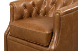 Coolidge Leather Swivel Club Chair Cuba Brown Club Chairs LOOMLAN By Sarreid