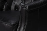 Coolidge Wood and Leather Black Swivel Arm Chair Club Chairs LOOMLAN By Sarreid