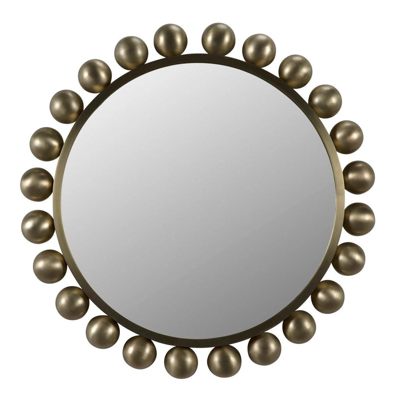 Cooper Metal Round Mirror With Brass Finish Wall Mirrors LOOMLAN By Noir