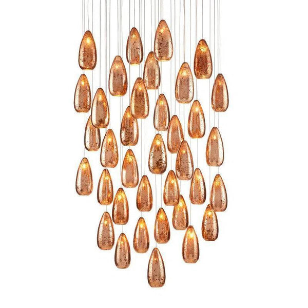 Copper Silver Painted Silver Rame 36-Light Multi-Drop Pendant Pendants LOOMLAN By Currey & Co