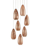 Copper Silver Painted Silver Rame 7-Light Multi-Drop Pendant Pendants LOOMLAN By Currey & Co