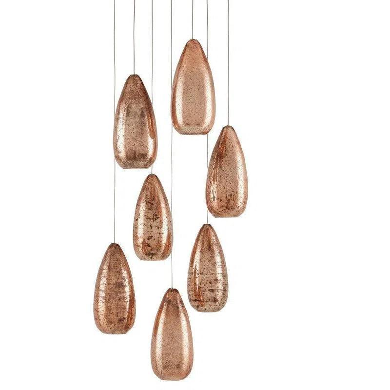 Copper Silver Painted Silver Rame 7-Light Multi-Drop Pendant Pendants LOOMLAN By Currey & Co