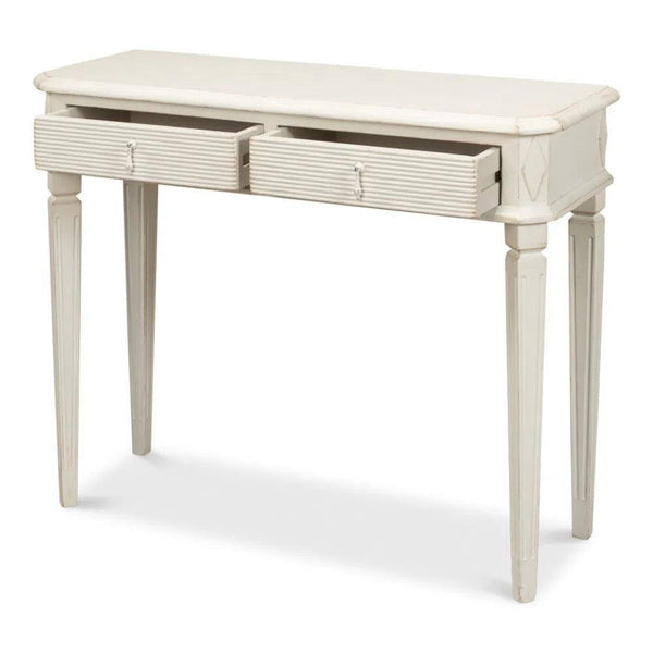 Cora Console Table With Drawers Antique White Console Tables LOOMLAN By Sarreid