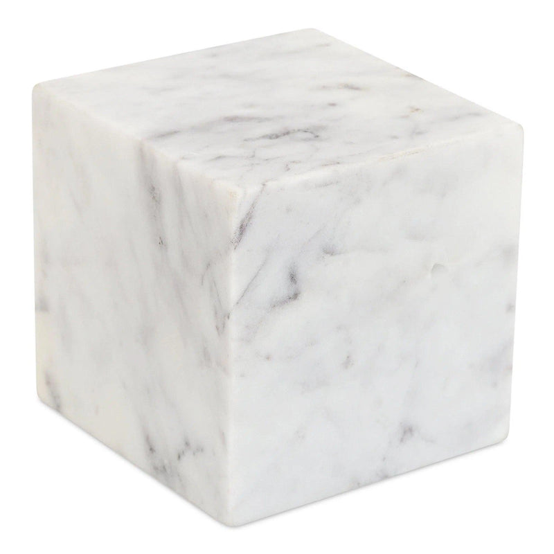 Cora Cube White Marble Tabletop Accent Statues & Sculptures LOOMLAN By Moe's Home