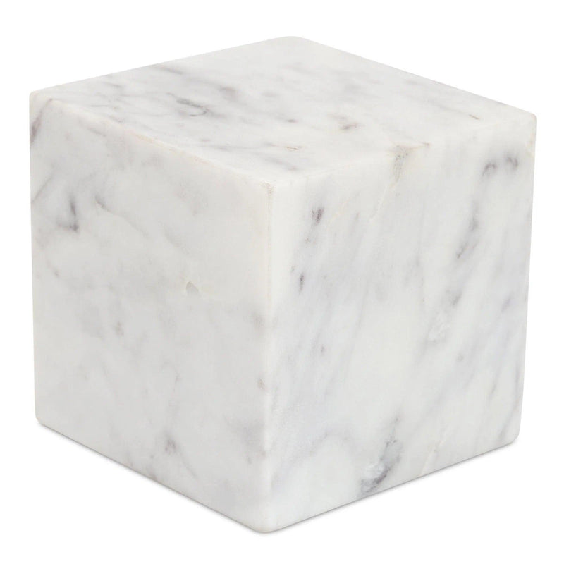 Cora Cube White Marble Tabletop Accent Statues & Sculptures LOOMLAN By Moe's Home